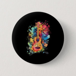 Badge Rond 5 Cm Ukulele Uke Joueur guitariste Ukelele Guitare