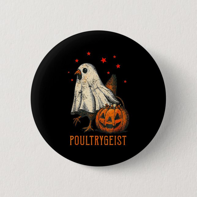 Badge Rond 5 Cm Ultrygeist Funny Halloween Chicken Ghost Costume P (Devant)