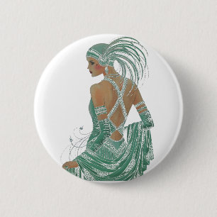 Badge Rond 5 Cm Un aperçu de l'élégance : Green Backless Dress Des