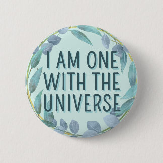 Badge Rond 5 Cm Un Avec L'univers Affirmation Botanique Bleue