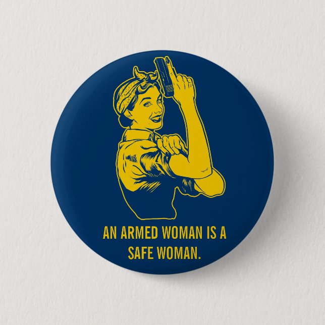 Badge Rond 5 Cm Un bouton armé de femme (Devant)