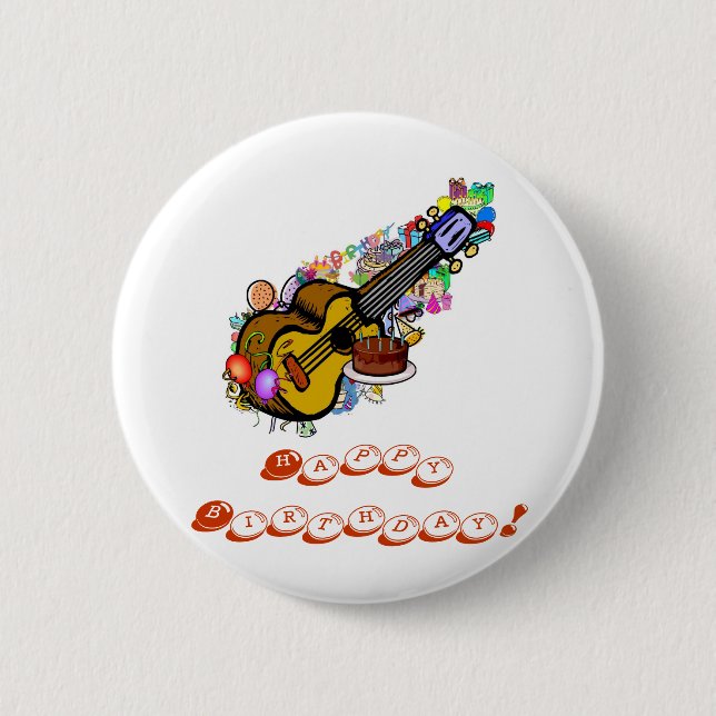 Badge Rond 5 Cm Un bouton d'Uke d'anniversaire ! (Devant)