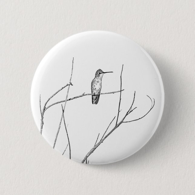 Badge Rond 5 Cm Un colibri sur un bâton (Devant)