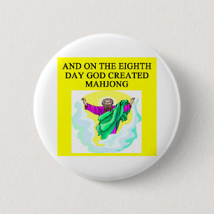 Badge Rond 5 Cm un dieu a créé le mahjong