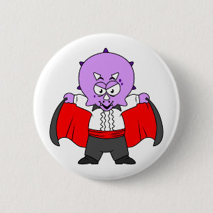 Badge Rond 5 Cm Un Dinosaure De Ceratops Habillé Comme Comte Dracu