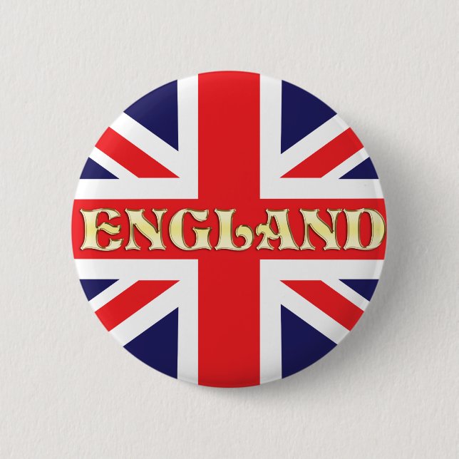 Badge Rond 5 Cm Un drapeau d'Union Jack avec l'Angleterre écrite (Devant)