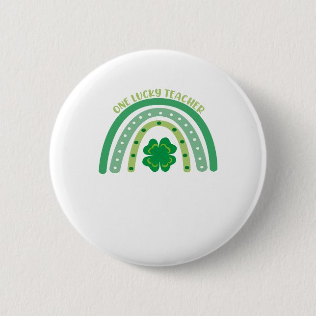 Badge Rond 5 Cm Un enseignant chanceux Irlandais Rainbow St Patric (Devant)