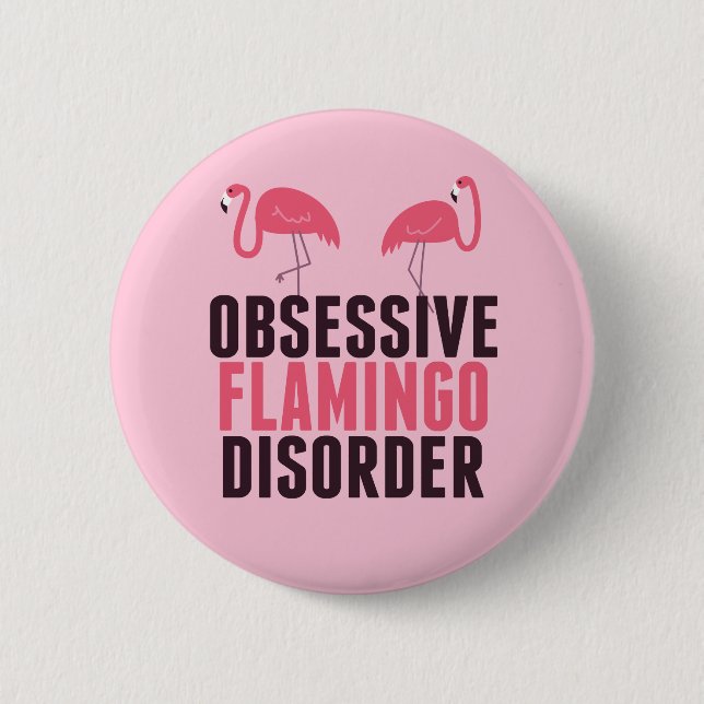 Badge Rond 5 Cm Un Flamant rose Obsessionnel mignon (Devant)
