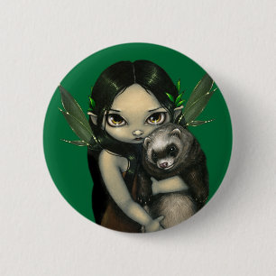 Badge Rond 5 Cm "Un furet et son" bouton féerique