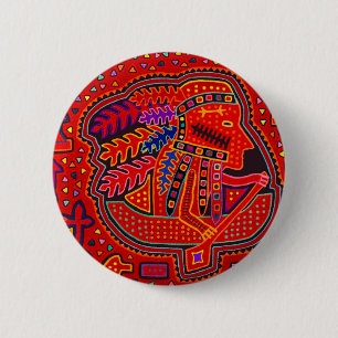 Badge Rond 5 Cm Un Indien Kuna en canoë