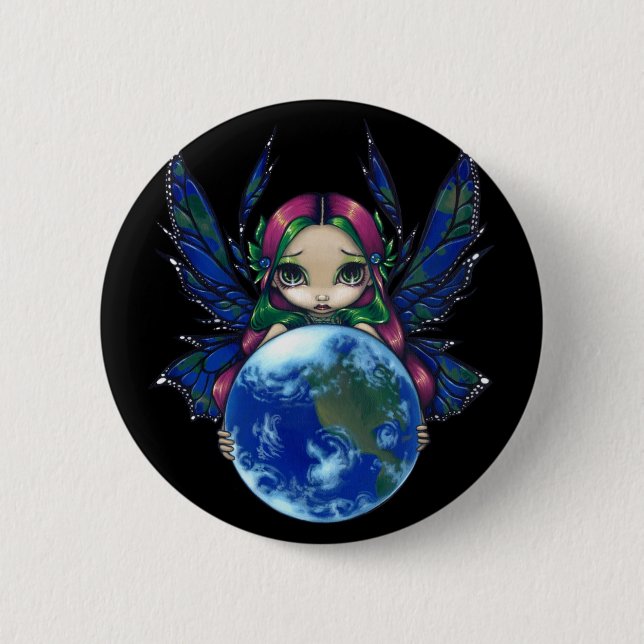 Badge Rond 5 Cm "Un monde bouton dans bonnes mains" (Devant)