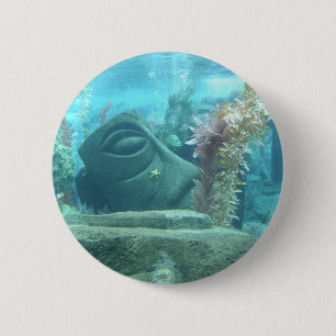 Badge Rond 5 Cm Un monde sous-marin - conception de statue en pier