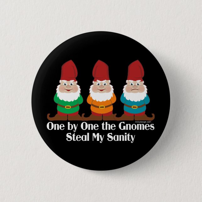 Badge Rond 5 Cm Un Par Un Les Gnomes Sanity (Devant)