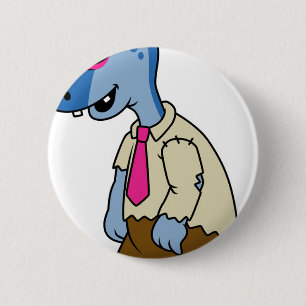 Badge Rond 5 Cm Un Parasaurolophus Caricaturé En Zombie.