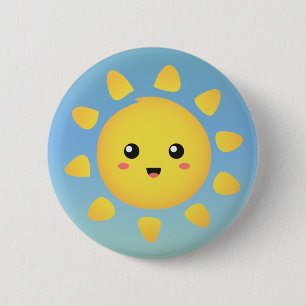 Badge Rond 5 Cm Un soleil mignon et heureux qui brille brillamment
