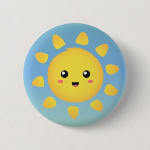 Badge Rond 5 Cm Un soleil mignon et heureux qui brille de mille fe