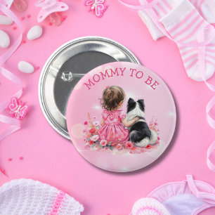 Badge Rond 5 Cm Une Baby Shower pour une Bébé Fille et sa Maman Ch