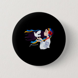Badge Rond 5 Cm Une fille colombe de paix soutient l'Ukraine souti
