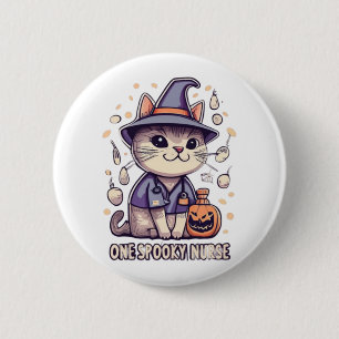 Badge Rond 5 Cm Une infirmière Éffrayante Chat Halloween Conceptio