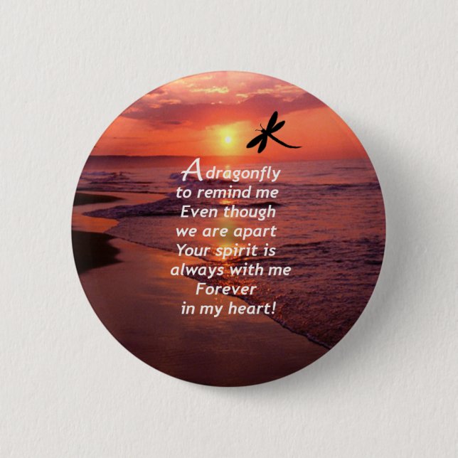 Badge Rond 5 Cm Une libellule pour me rappeler (Devant)