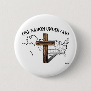 Badge Rond 5 Cm Une nation sous Dieu avec le contour des États-Uni