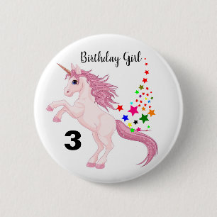 Badge Rond 5 Cm Unicorn Bouton d'anniversaire Pin personnalisé NOM