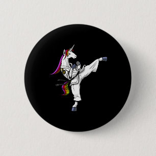 Badge Rond 5 Cm Unicorn Ninja Karate Martial Art Kickboxing Jiu Ji