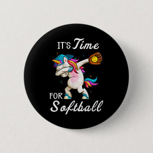 Badge Rond 5 Cm Unicorn Softball Girls Femmes Softball