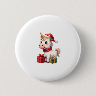 Badge Rond 5 Cm Unicorn Xmas Decoration Santa Unicorn Christmas T-