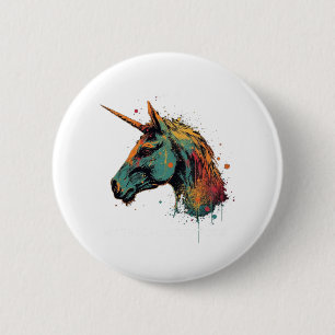 Badge Rond 5 Cm Unicorne Abstraite