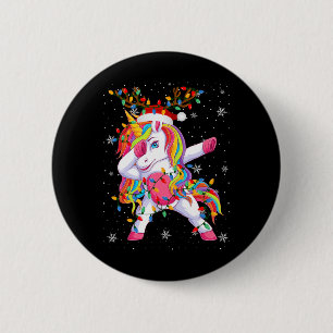 Badge Rond 5 Cm Unicorne Animal Santa Hat Ugly Christmas Tree Ligh