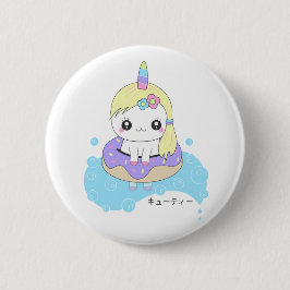Badge Rond 5 Cm Unicorne arc-en-ciel