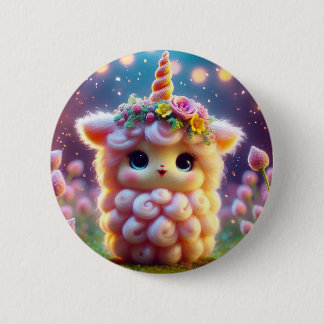 Badge Rond 5 Cm Unicorne rose