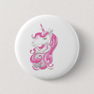 Badge Rond 5 Cm Unicorne rose