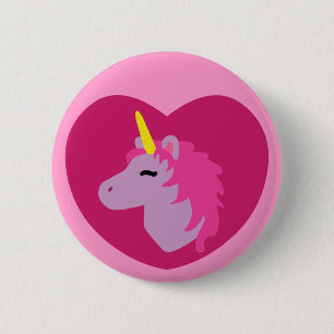 Badge Rond 5 Cm Unicorne rose