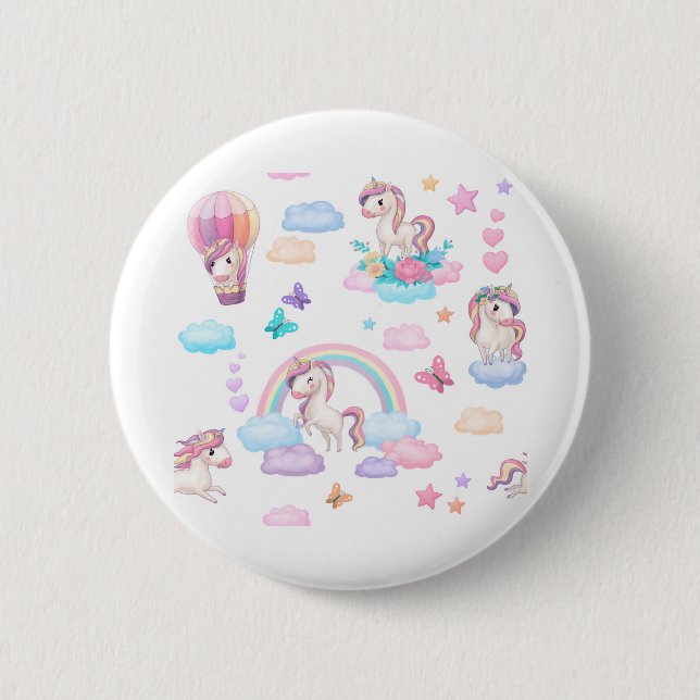 Badge Rond 5 Cm Unicornes (Devant)