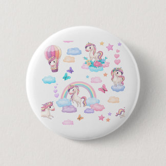 Badge Rond 5 Cm Unicornes