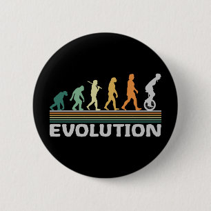 Badge Rond 5 Cm Unicycle Cirque Artist Evolution Retro Funny
