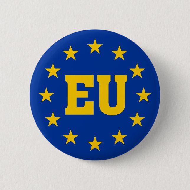 Badge Rond 5 Cm Union européenne, drapeau de l'UE (Devant)
