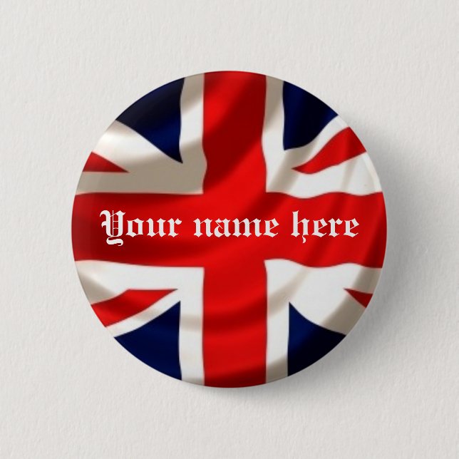Badge Rond 5 Cm Union Jack (ajoutez votre propre nom) (Devant)