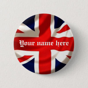 Badge Rond 5 Cm Union Jack (ajoutez votre propre nom)