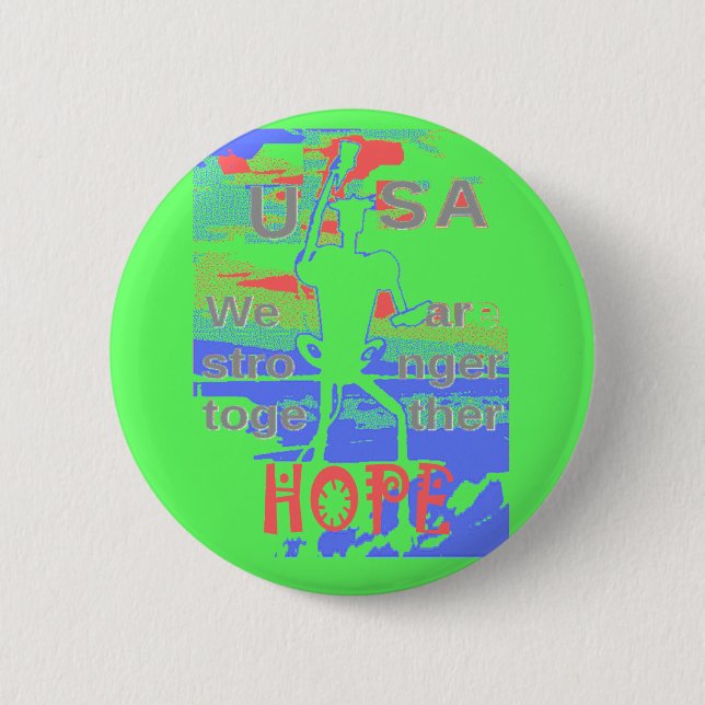 Badge Rond 5 Cm United in Hope : Forts Together - Vibrant USA (Devant)