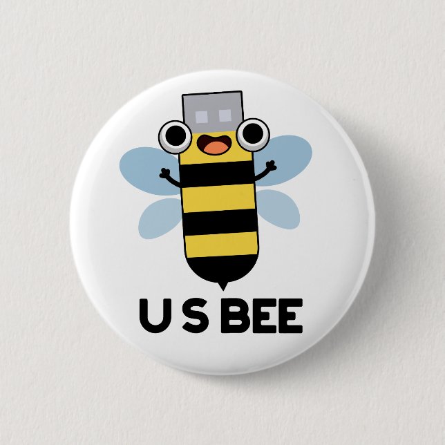 Badge Rond 5 Cm US Bee Funny USB Technical Pun (Devant)