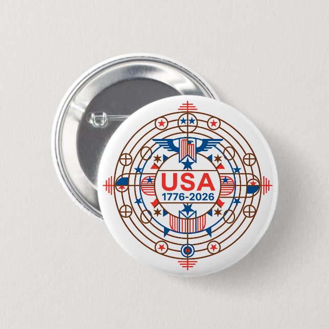 BADGE ROND 5 CM USA 1776-2026 (Devant & derrière)