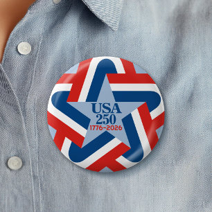 Badge Rond 5 Cm USA 250 - 1776-2026 Conception d'étoile vintage