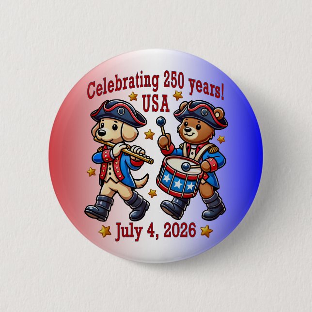 Badge Rond 5 Cm USA 250th Anniversary Souvenir - Patriotique (Devant)