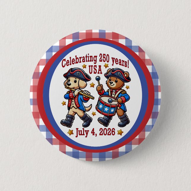 Badge Rond 5 Cm USA 250th Anniversary Souvenir - Patriotique (Devant)
