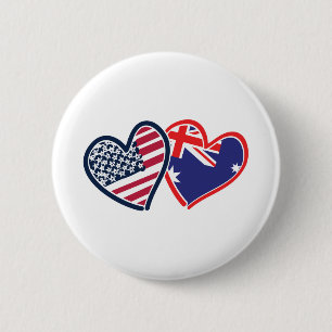 Badge Rond 5 Cm USA—Australie-Amour