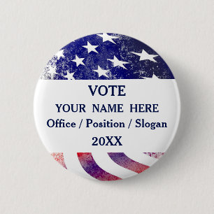 Badge Rond 5 Cm USA - Drapeau de la campagne présidentielle