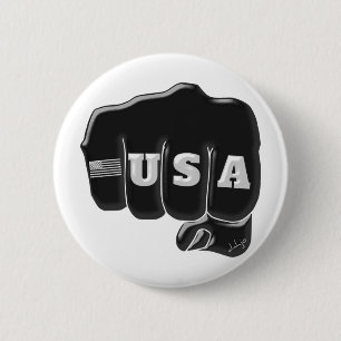Badge Rond 5 Cm USA Fist Bump avec le drapeau américain